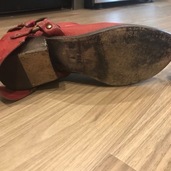 EUC Frye Red Carson Harness Belted Clog Booties (7.5) - Picture 7 of 9